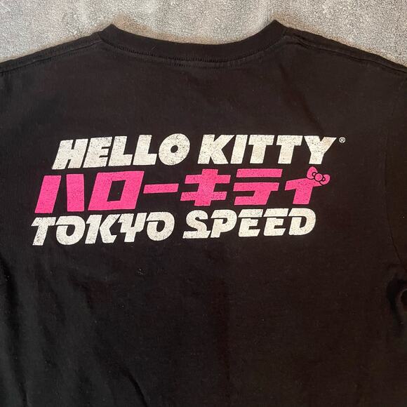 Hello Kitty Black Race Car Tokyo Drift Speed Japanese Graphic Tshirt Size Small - Picture 8 of 8